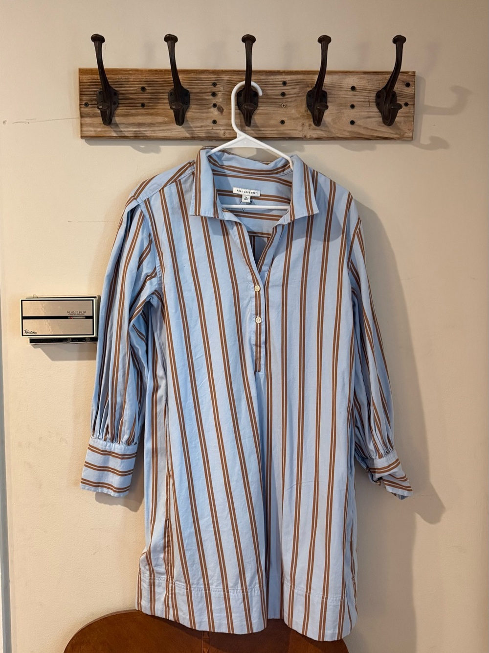 Free assembly women’s Light Blue dress with Brown Stripes
